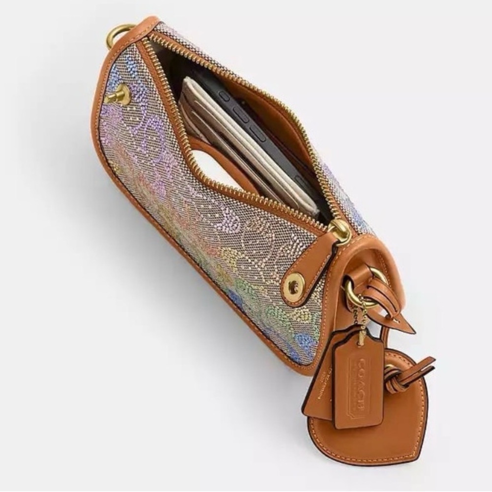 Coach Swinger Small Crystal Signature Jacquard Bag 20 with Chain NWT! - Picture 2 of 16
